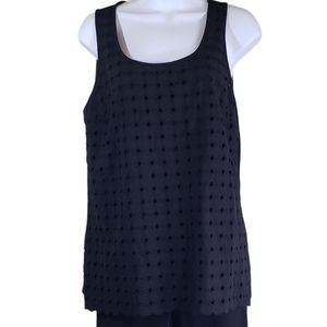 Black Sleeveless Top with Circular Front Overlay